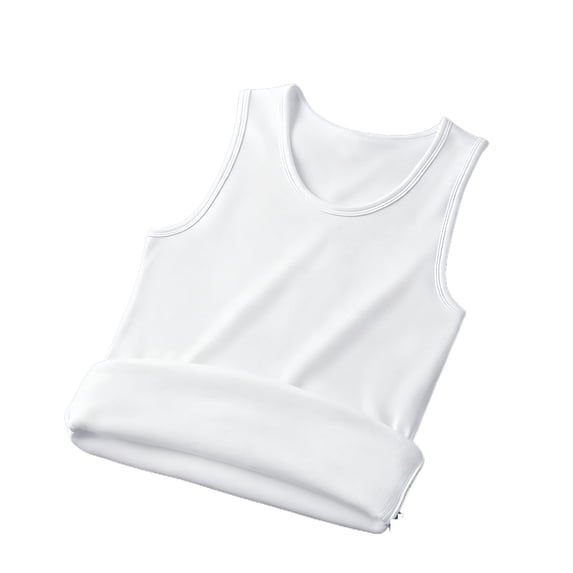 MOJOGO Men's Undershirts Warm Solid Color Fleece Lined Sleeveless Shirts Workout Fitness Tank Tops White XL