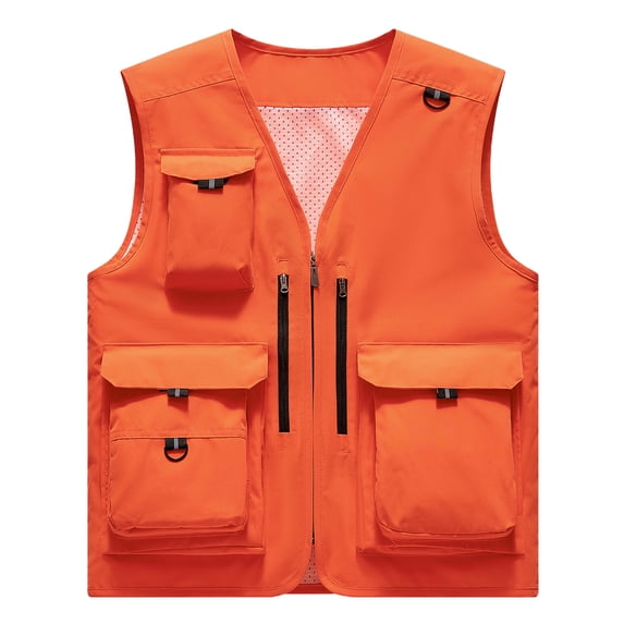Men's Utility Vest Breathable Mesh Lining Water Resistant Outdoor Vest for Hiking Photography with Multi Pockets