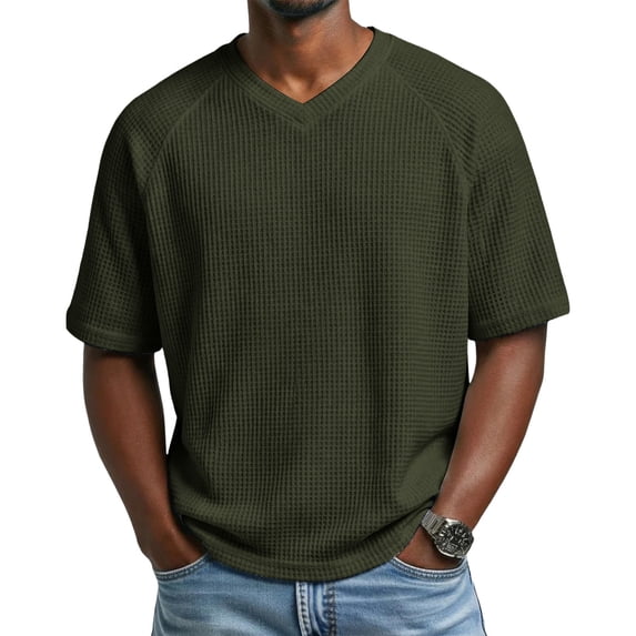 MOJOGO Men's V Neck T-Shirts Summer Pullover Tops Loose Short Sleeve Breathable Shirt for Daily & Workout Wear 3XL
