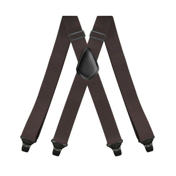 MOJOGO Men's X-Back Suspenders Solid Adjustable Elastic Strap Suspender with Supportive Clip for Work or Casual Wear Coffee Free Size