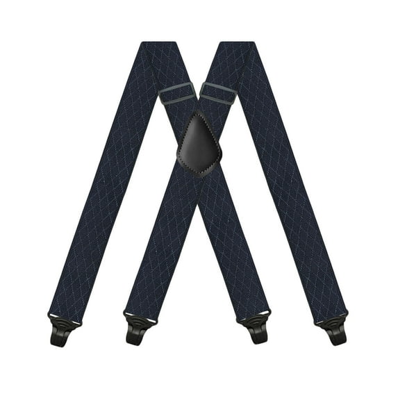 MOJOGO Men's X-Back Suspenders Solid Adjustable Elastic Strap Suspender with Supportive Clip for Work or Casual Wear Dark Blue Free Size
