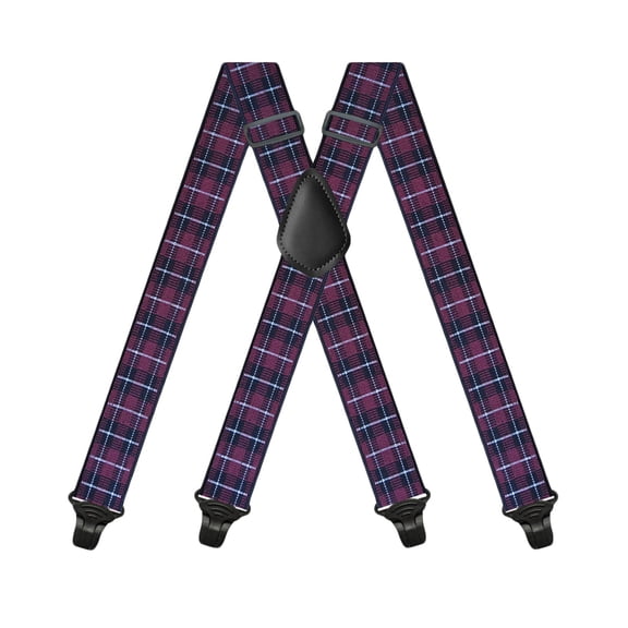 MOJOGO Men's X-Back Suspenders Solid Adjustable Elastic Strap Suspender with Supportive Clip for Work or Casual Wear Purple Free Size