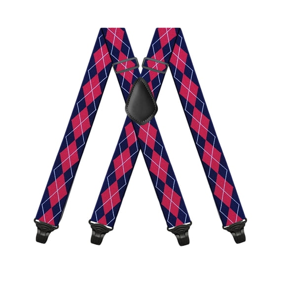 MOJOGO Men's X-Back Suspenders Solid Adjustable Elastic Strap Suspender with Supportive Clip for Work or Casual Wear Rose Free Size