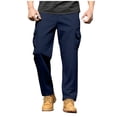 thumbnail image 1 of MOJOGO Mens Cargo Pants Casual Elastic Waist Trouser Travel Hiking Workout Pants with Flap Pockets Blue S, 1 of 8