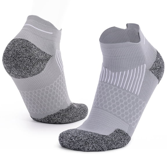MOJOGO Mens Socks Color Blocke Athletic Cushioned Crew Socks Compression Socks for Running Ridding Jogging Hiking Gray Free Size