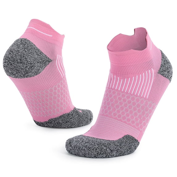 MOJOGO Mens Socks Color Blocke Athletic Cushioned Crew Socks Compression Socks for Running Ridding Jogging Hiking Pink Free Size