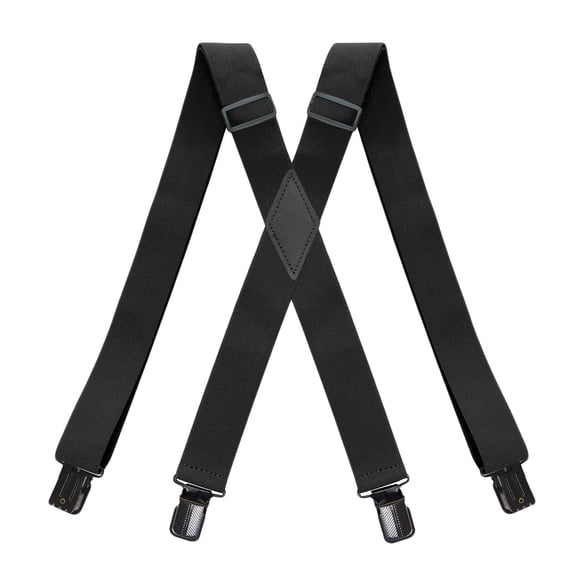 MOJOGO Mens Suspenders Vintage X-Back Adjustable Elastic Strap Suspenders for Men Heavy Duty with 4 No Slip Clips Black Free Size