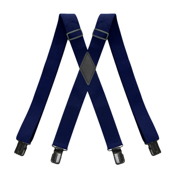 MOJOGO Mens Suspenders Vintage X-Back Adjustable Elastic Strap Suspenders for Men Heavy Duty with 4 No Slip Clips Navy Free Size