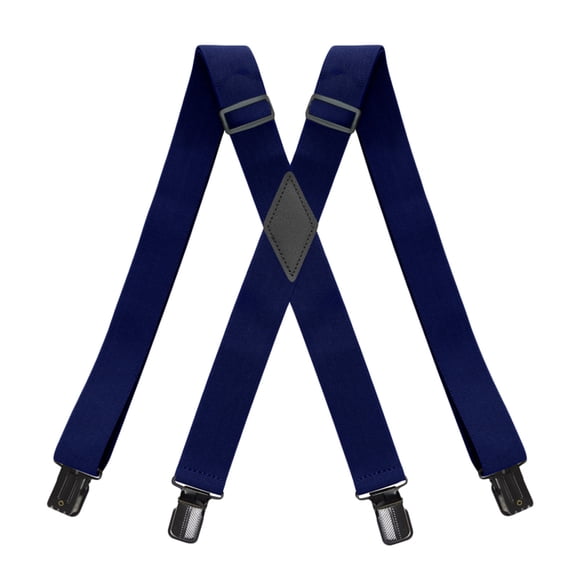 MOJOGO Mens Suspenders Vintage X-Back Adjustable Elastic Strap Suspenders for Men Heavy Duty with 4 No Slip Clips Navy Free Size