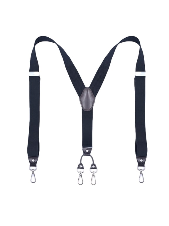 MOJOGO Mens Y Shape Suspenders Fashion Adjustable Elastic Braces Wedding Dress Suspenders with 4 Loop Black