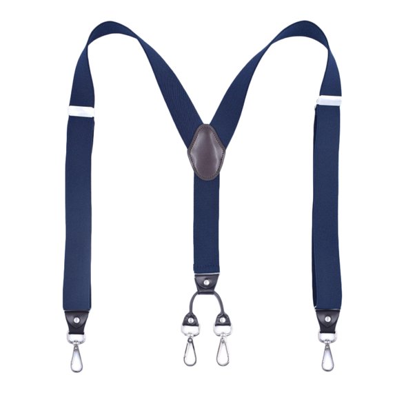 MOJOGO Mens Y Shape Suspenders Fashion Adjustable Elastic Braces Wedding Dress Suspenders with 4 Loop Navy Free Size