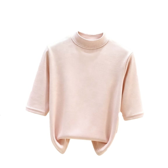 MOJOGO Mock Neck 3/4 Sleeve Tops for Women Casual Spring Summer Top Comfy Pullover Top Daily Outfits Pink L