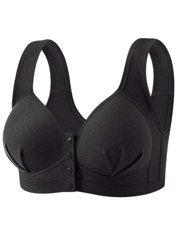 MOJOGO Nursing Bra for Women Wide Strap Jacquard Front Closure Wireless Bras Full Coverage Plus Size Daily Comfort Bralette M