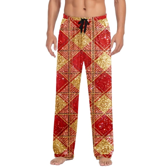 MOJOGO Pajama Pants for Men Casual Straight Elastic Waist Loungewear Comfortable Printed Sleepwear Pants Multicolor-3 M