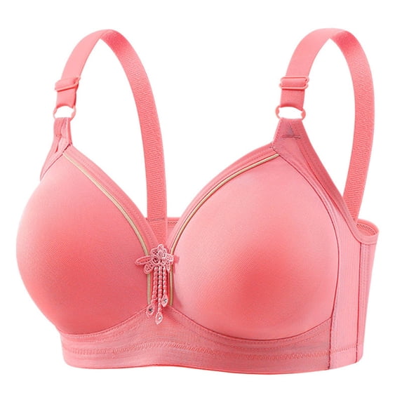 MOJOGO Plus Size Bra for Women Wireless Comfort Push Up Bra Full V Neck Coverage Bralettes with Adjustable Straps XL