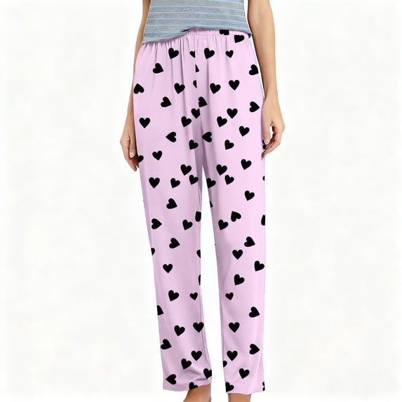 MOJOGO Printed Pajama Pants for Women Plus Size High Waist Wide Leg Sleepwear Breathable Loungewear Pants for Spring And Summer Multicolor-10 4XL