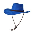 thumbnail image 1 of MOJOGO Rolled Fedora Hats for Adult Wide Brim Cowboy Hat Sun Protection Cowgirl Hat Outdoor Beach Party Accessory Blue M, 1 of 2