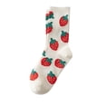 thumbnail image 1 of MOJOGO Socks for Couple Strawberry Pattern Sweet Cute Ribbed Crew Socks Cuff Breathable Sock for Daily Wear Pink Free Size, 1 of 3