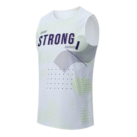 MOJOGO Sport Tank Tops for Men Printed Quick Dry Athletic Top Summer Vest for Gym Workout Running Cycling L