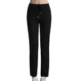 thumbnail image 1 of MOJOGO Summer Lighweight Pants for Women Straight Leg Pants Elastic Waist Drawstring Trousers Casual & Yoga Black S, 1 of 7