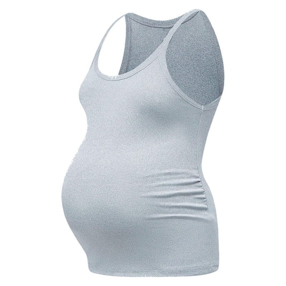 MOJOGO Summer Maternity Tank Tops for Women Strency & Breathable Camisole Top Wearable Ribbed Knit Layering Blue M