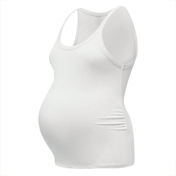 MOJOGO Summer Maternity Tank Tops for Women Strency & Breathable Camisole Top Wearable Ribbed Knit Layering