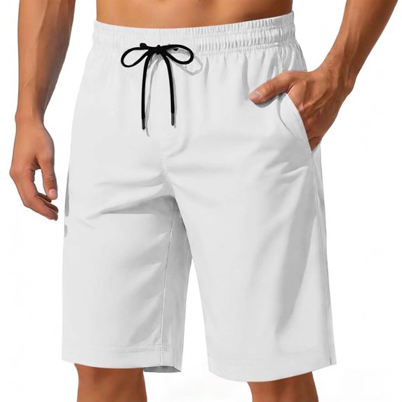 MOJOGO Summer Shorts for Men Lightweight Elastic Waist Drawstring Shorts for Workwear and Outdoor Sport L
