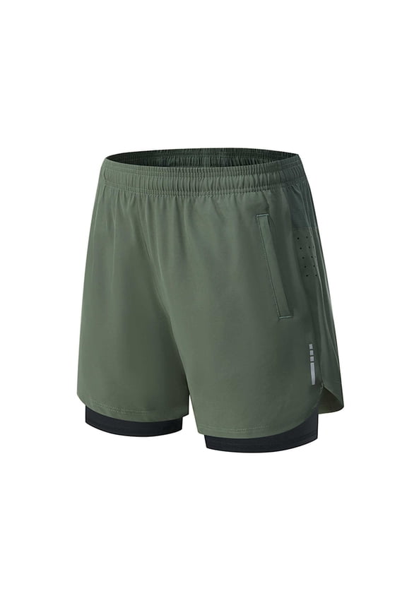 MOJOGO Summer Shorts for Men Quick Dry 2 in 1 Running Shorts Breathanle Side Perforated Split Hem Athletic Shorts with Pockets 3XL