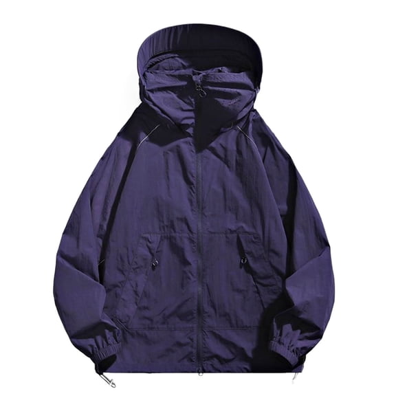 MOJOGO Sun Protection Jacket for Men Breathable Rush Guards with Detachable Hood Oversized Hiking Camping Travel Jacket XL