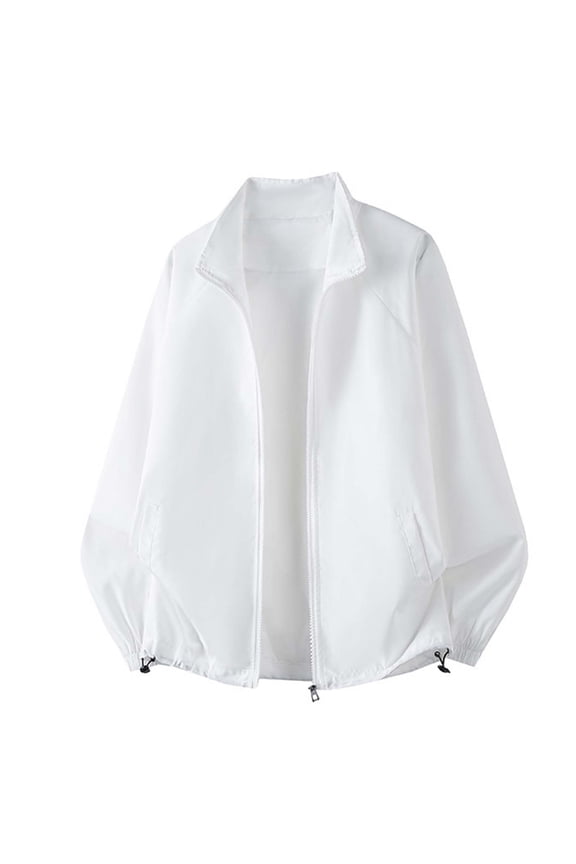 MOJOGO Sun Protection Jackets for Men Stand Collar Full Zip Rush Guards Oversized Summer Jacket for Daily Outdoor Wear M