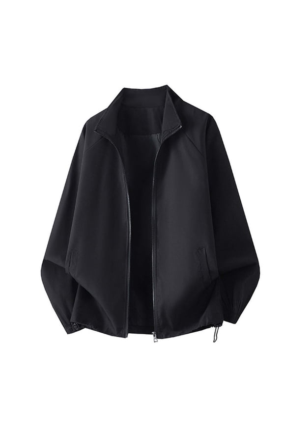 MOJOGO Sun Protection Jackets for Men Stand Collar Full Zip Rush Guards Oversized Summer Jacket for Daily Outdoor Wear M