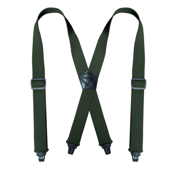 MOJOGO Suspenders for Men X-Back Wide Adjustable Elastic Suspender with Strong Clips for Work or Casual Wear Green Free Size