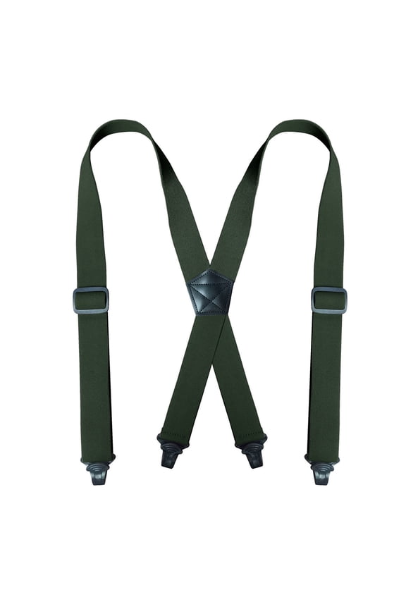 MOJOGO Suspenders for Men X-Back Wide Adjustable Elastic Suspender with Strong Clips for Work or Casual Wear Green Free Size