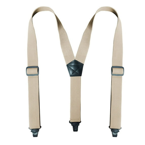 MOJOGO Suspenders for Men Y-Back Adjustable Elastic Strap Suspenders with 3 Clip-On Support for Jeans Dress Pants Workwear Beige Free Size