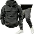 thumbnail image 1 of MOJOGO Sweatshirt Sweatpants Set for Men Hooded Pullover Sweatshirts Long Jogger Heavyweight Work Sport Wear Suits with Multi Pockets Dark Gray M, 1 of 4