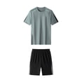 thumbnail image 1 of MOJOGO Two Piece Fitness Set for Men Casual Crewneck T-shirt Workout Shorts Set Running Jogging Gym Clothes Moisture Wicking Tracksuits Gray 5XL, 1 of 7