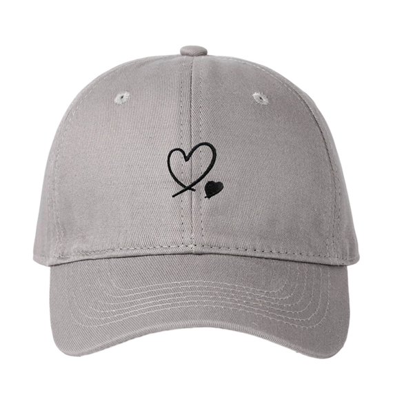 MOJOGO Unisex Baseball Cap Heart Embroidered Cotton Hat Vintage Adjustable Trucker Hats Matching Valentines Hat Gray