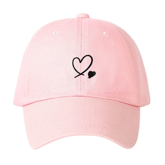 MOJOGO Unisex Baseball Cap Heart Embroidered Cotton Hat Vintage Adjustable Trucker Hats Matching Valentines Hat Pink