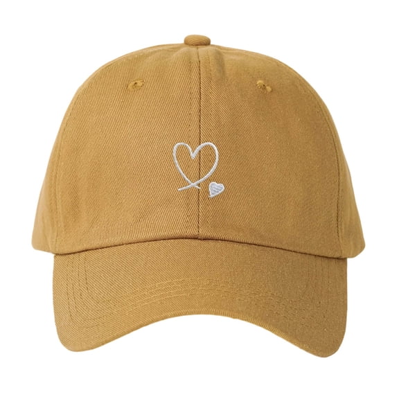 MOJOGO Unisex Baseball Cap Heart Embroidered Cotton Hat Vintage Adjustable Trucker Hats Matching Valentines Hat Yellow