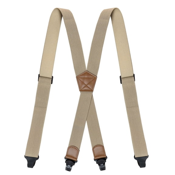 MOJOGO Unisex Hidden Suspenders Undergarment Comfort & Convenience Adjustable Braces X- Back Suspender with 4 Clip Beige Free Size