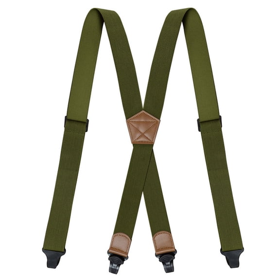 MOJOGO Unisex Hidden Suspenders Undergarment Comfort & Convenience Adjustable Braces X- Back Suspender with 4 Clip Olive Green Free Size
