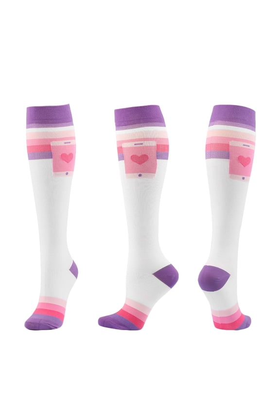 MOJOGO Unisex Knee High Sock Cute Color Block Socks for Athletic Running,Cycling M