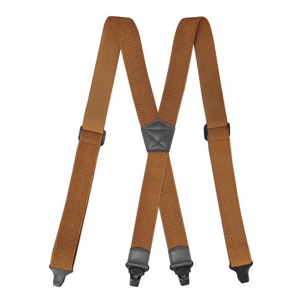 MOJOGO Unisex Suspenders Casual Solid X Shape Adjustable Elastic Braces 1.5 In Heavy-Duty Suspender Brown Free Size