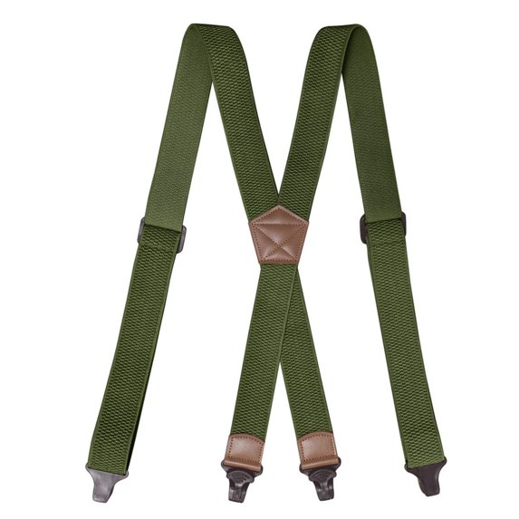 MOJOGO Unisex Suspenders Casual Solid X Shape Adjustable Elastic Braces 1.5 In Heavy-Duty Suspender Olive Green Free Size