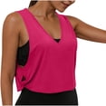 thumbnail image 1 of MOJOGO V Neck Tank Tops for Women Cropped Workout Top Lightweight Breathable Undershirts with Side Cutouts Athletic Top for Yoga Running Hot Pink L, 1 of 9