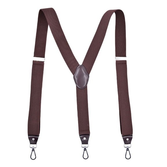 MOJOGO Vintage Suspenders for Men 1.5 In Y-Back Suspenders for Belt with 3 Supportive Snap Loop Coffee Free Size