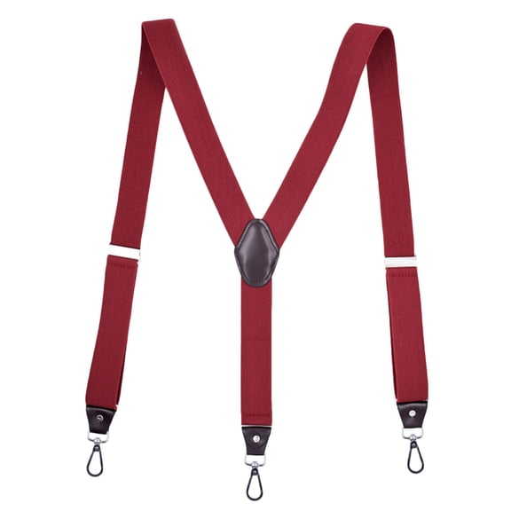 MOJOGO Vintage Suspenders for Men 1.5 In Y-Back Suspenders for Belt with 3 Supportive Snap Loop Wine Free Size