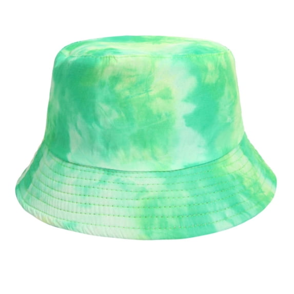 MOJOGO Women and Men's Bucket Hats Reversible Design Sun Protection Hats Tie-Dye Hat for Spring Summer Beach Vacation Green Free Size