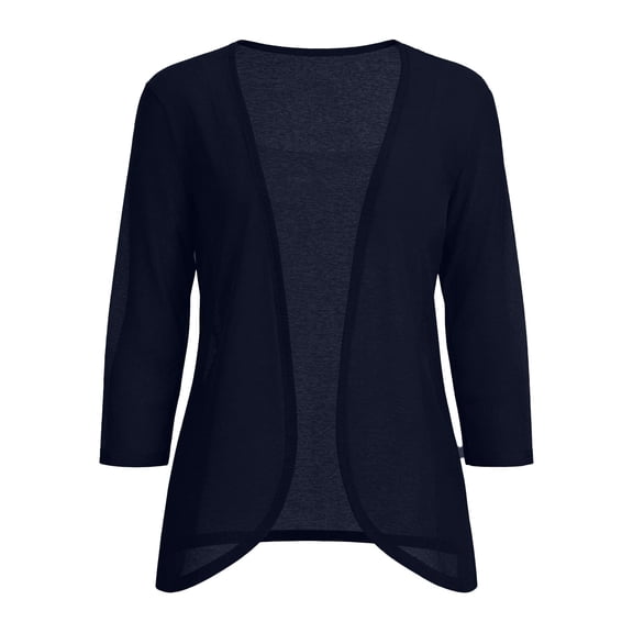 MOJOGO Women's 3/4 Sleeve Shrug Knitted Open Front Cardigan with Curved Hem Lightweight Soft Rash Guard Swimwear
