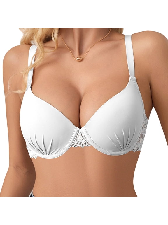Women's Bra Push Up Side Smoothing 3/4 Cup Underwire Everyday Comfort Smooth Lace Pleated Bralette 70B